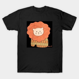 Sitting Lion #1 on Black T-Shirt